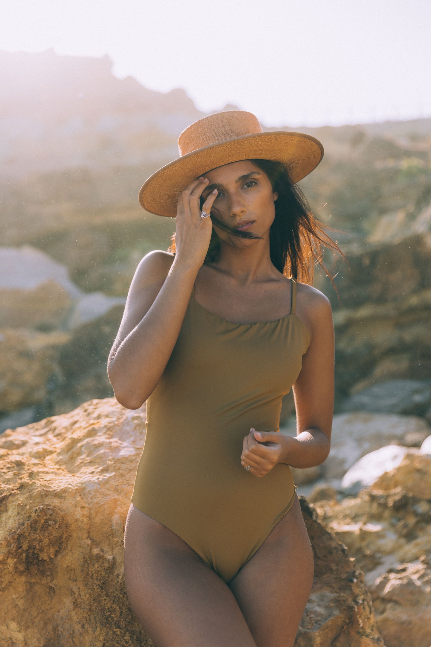 Sustainable Swimwear Swimsuit - Ella in Golden Brown