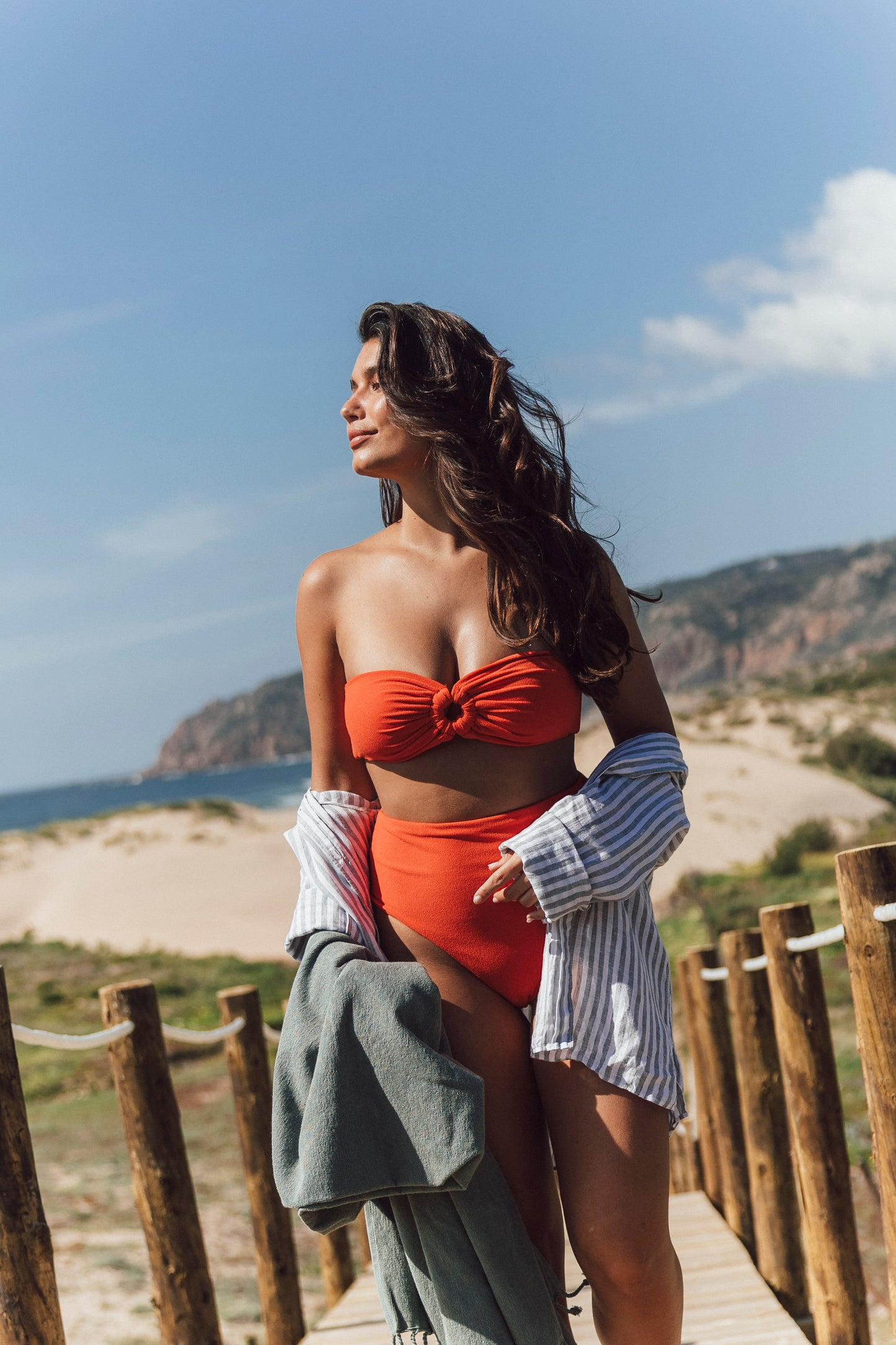 Sustainable Swimwear Top - Chloe in Red-Orange