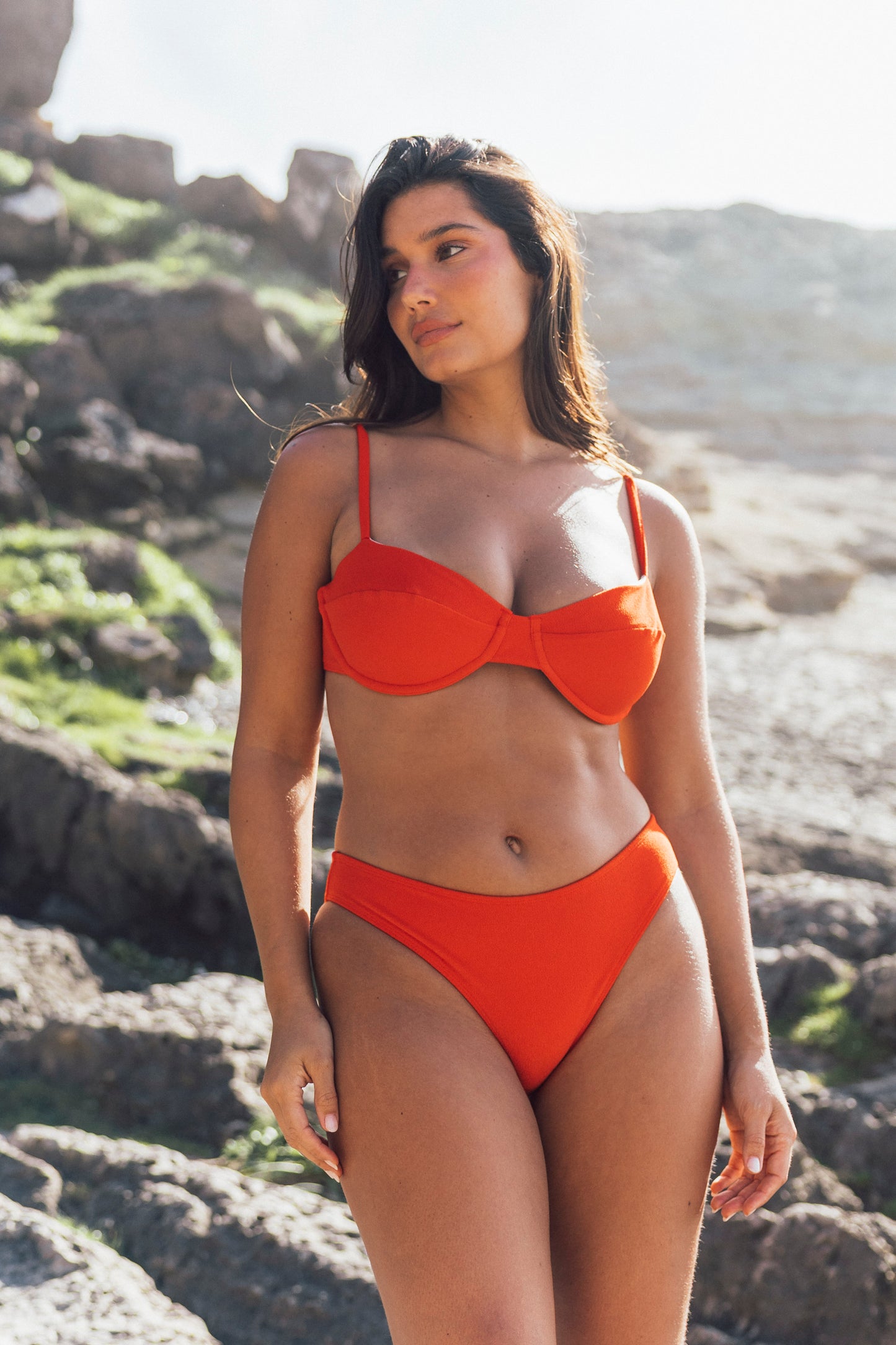 Sustainable Swimwear Top - June in Red-Orange