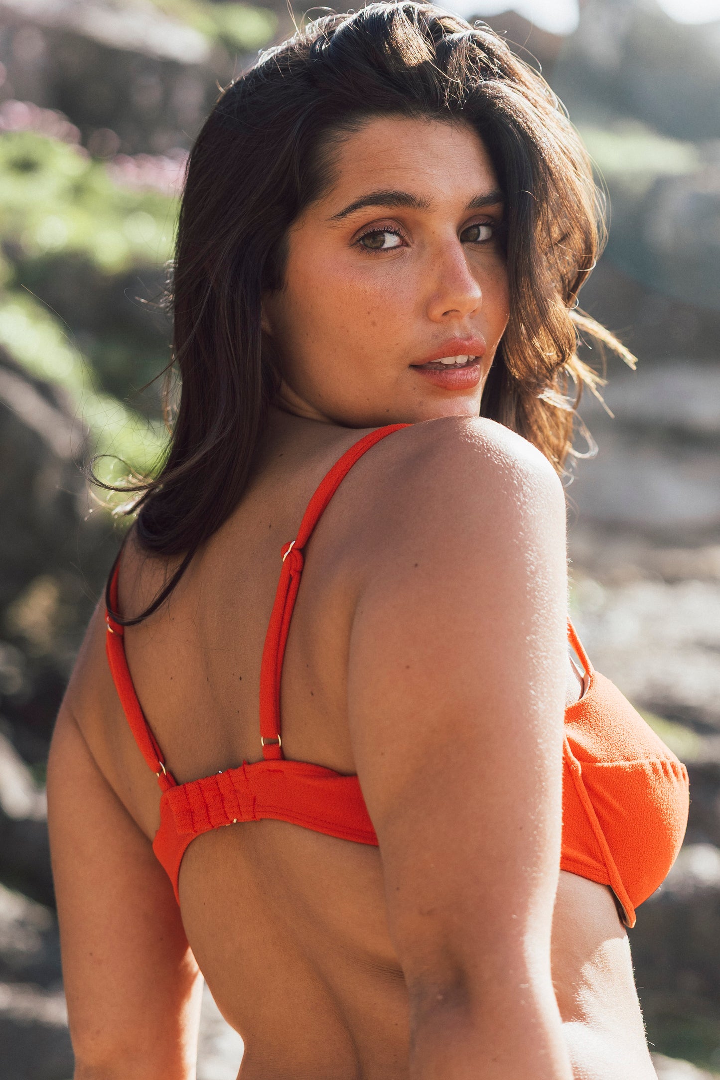 Sustainable Swimwear Top - June in Red-Orange