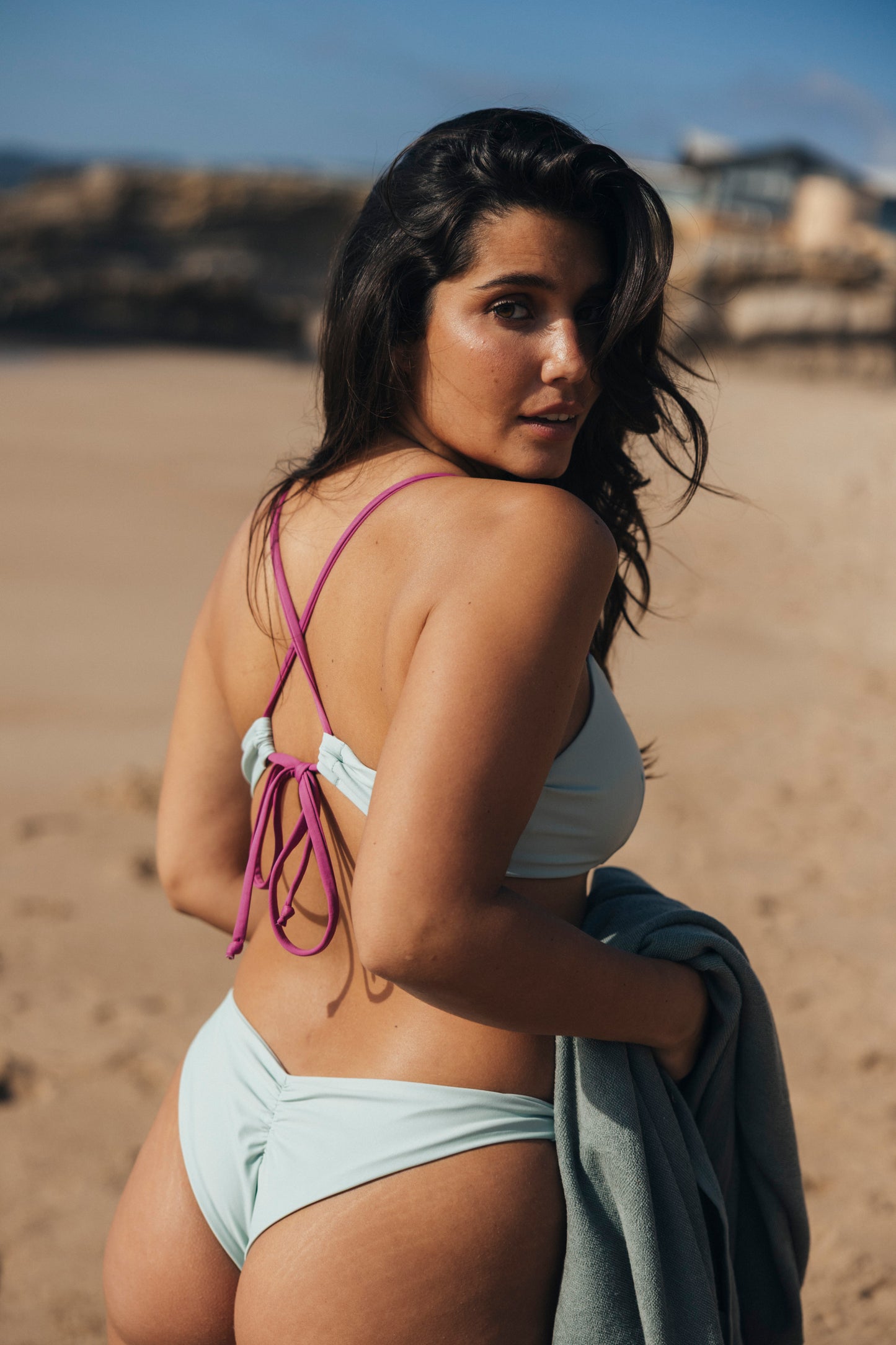 Sustainable Swimwear Top - Maya in Pale-Blue