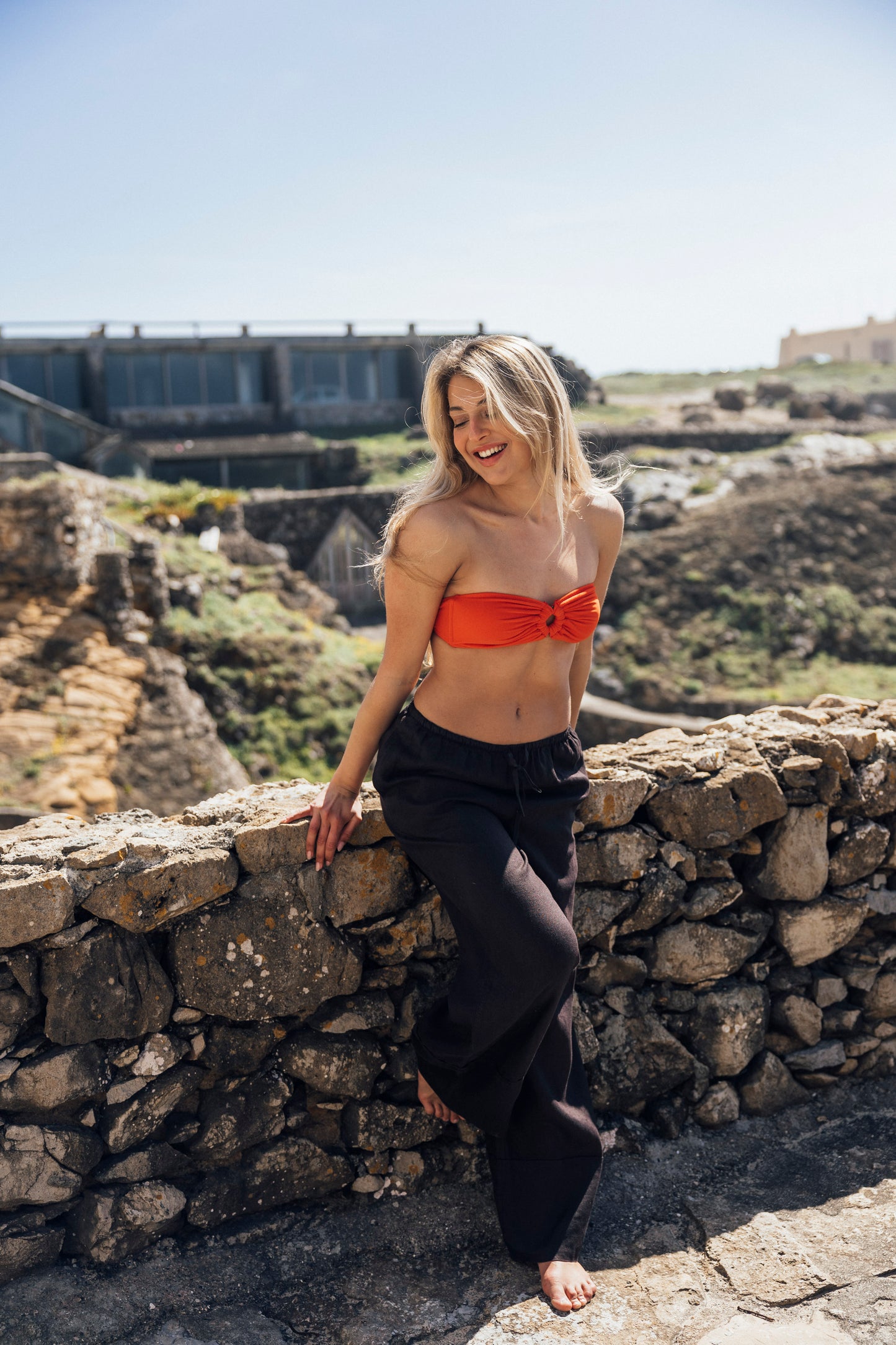 Sustainable Swimwear Top - Chloe in Red-Orange