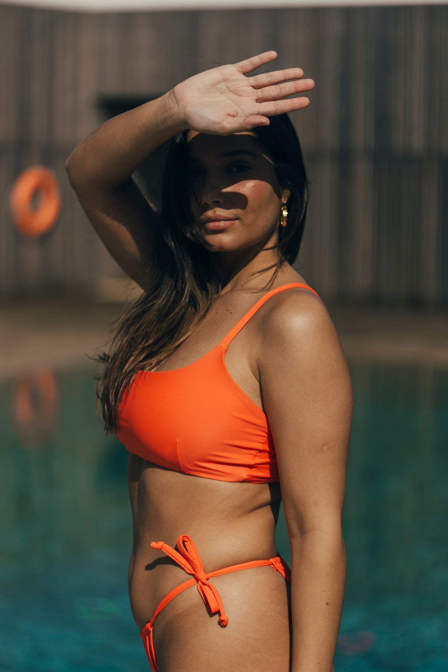 Sustainable Swimwear Top - Ivy in Orange Vibes