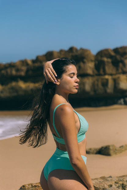 Sustainable Swimwear Top - Harper in Green Mint