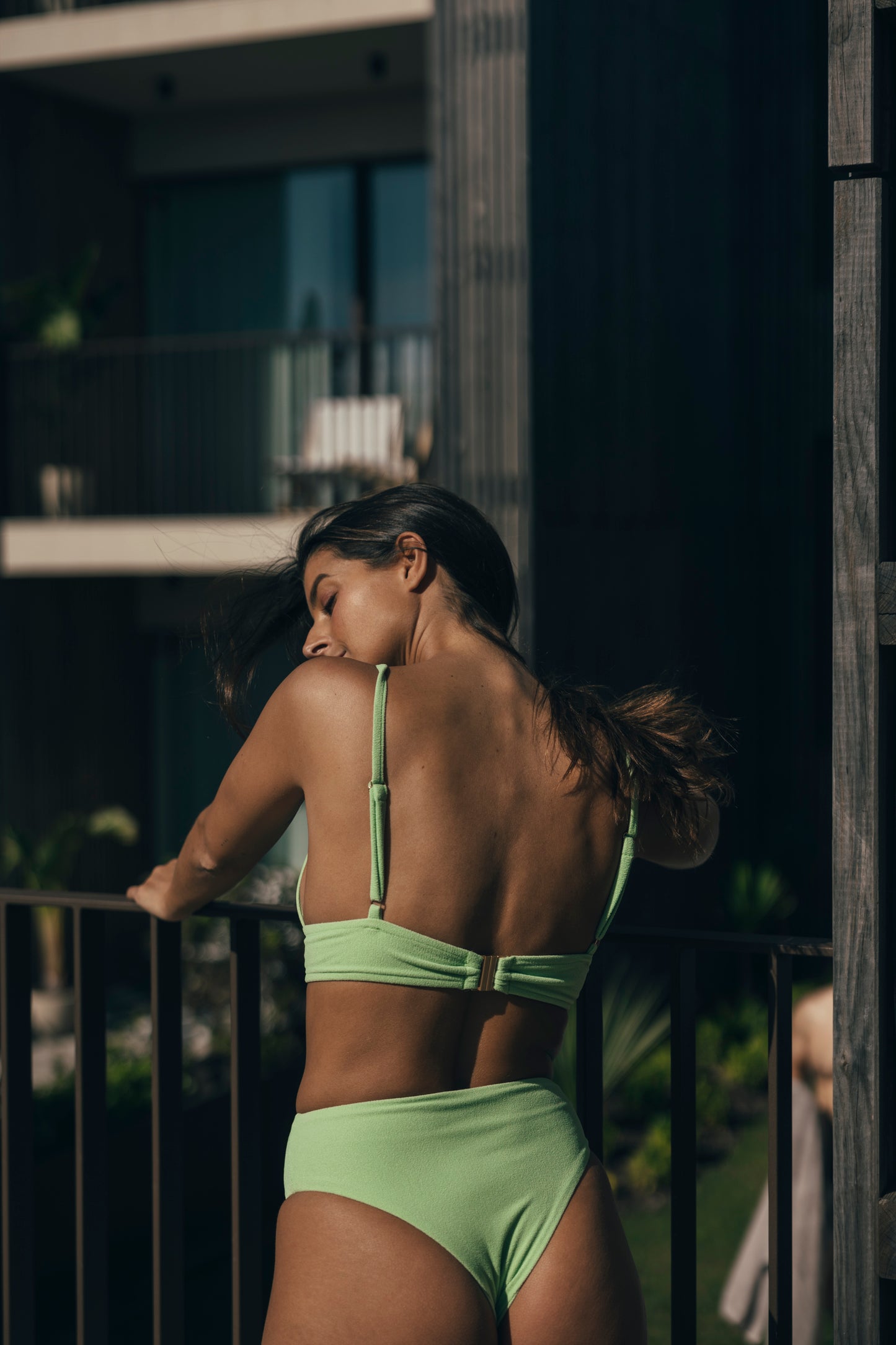 Sustainable Swimwear Top - Harper in Pistachio Green