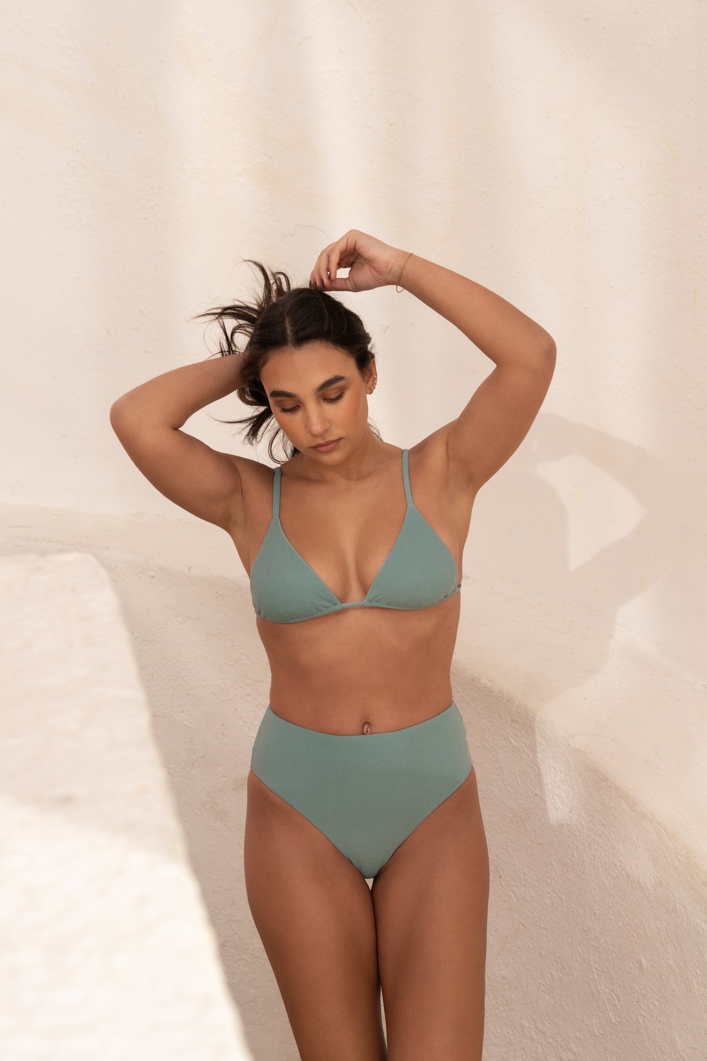Sustainable Swimwear Top - Ruby in Mineral Blue-Green