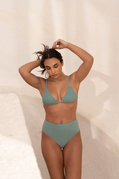 Sustainable Swimwear Top - Ruby in Mineral Blue-Green
