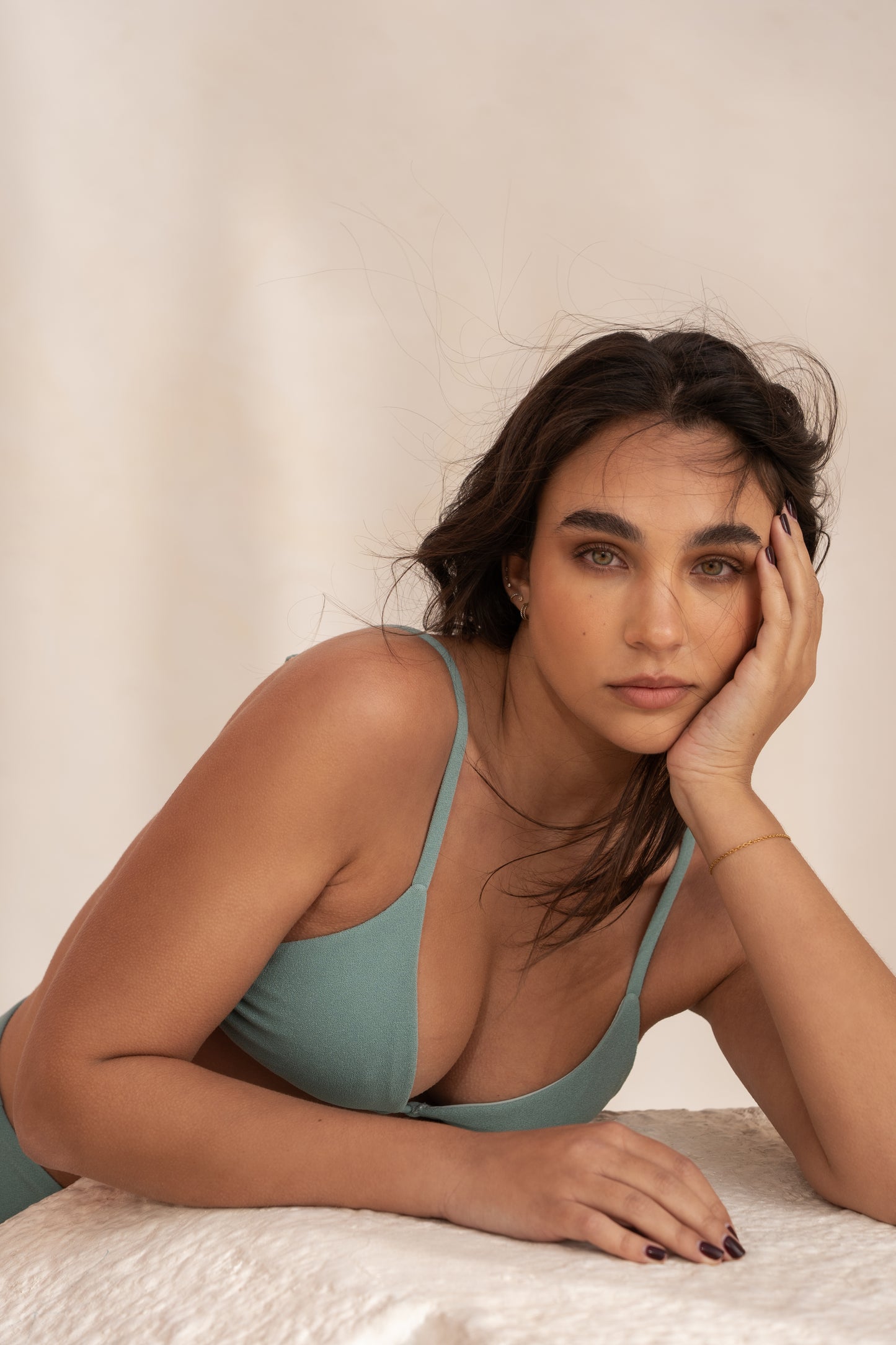 Sustainable Swimwear Top - Ruby in Mineral Blue-Green