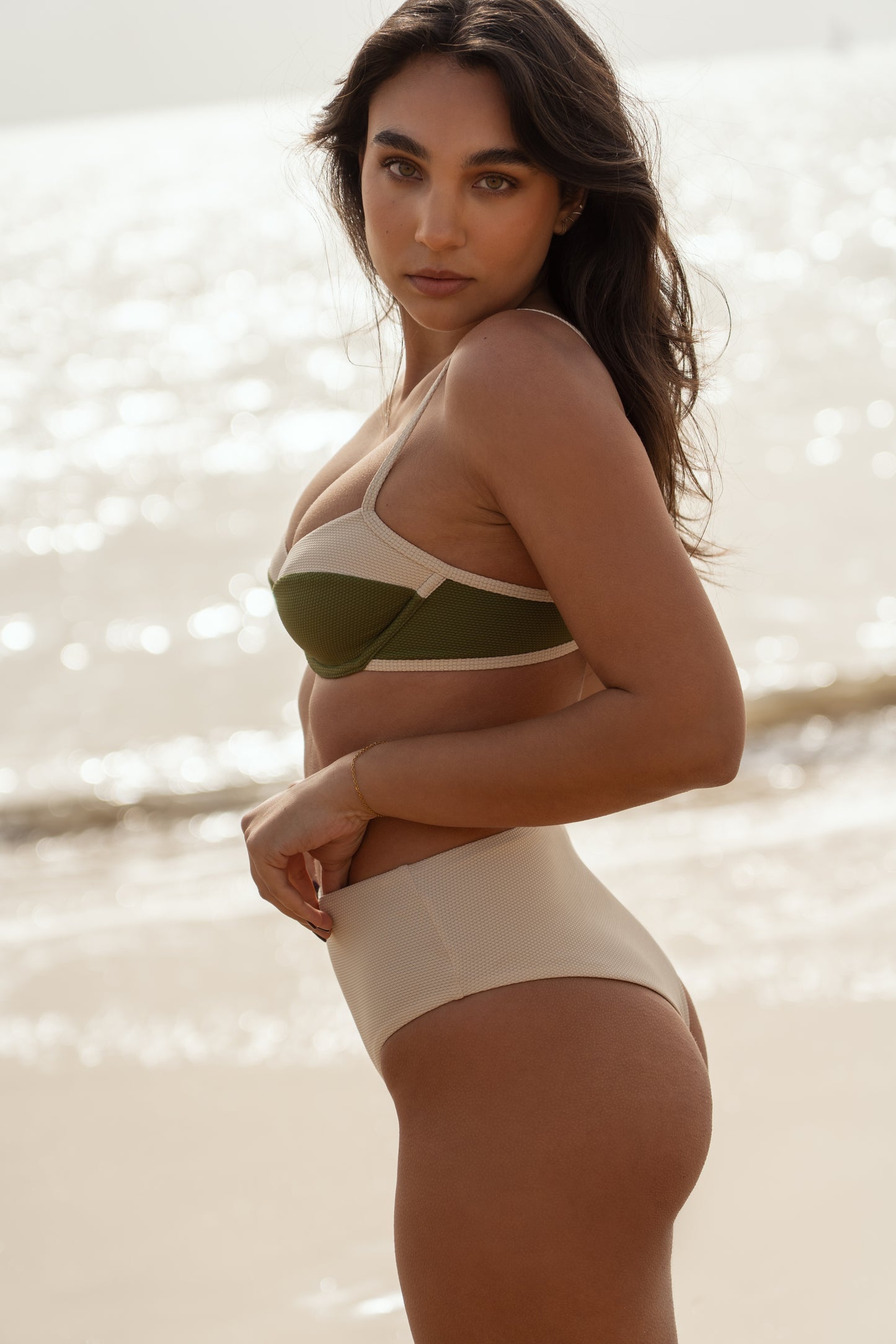 Sustainable Swimwear Top - June in Olive-Green
